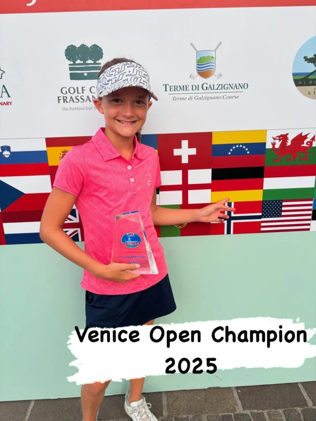 My first big win!! After an up‘and‘down round today I have won the @u.s.kidsgolf_italy #veniceopen2025 by 8 strokes. First 9 went well (+1), but I tried „the end of the 5-Putt“ (on 11) and after that I lost a bit focus and momentum… tried to hold on and finished birdie birdie… soooo happy !! All this would not have been possible if I had not changed Club and Pro last year!! @aspinallgraeme is the best Coach I could currently think of: Thx a lot!! And @golfclubstraubing has become my personal home of golf over the past 12 months!! Thx Hose also to  @hio_fitting for the their fantastic work last Winter. Love my @taylormadegolf P780 irons, my @helix_golf wedges and my @labgolfputters DF3….. Couldn‘t be happier right now and will take the trophy to bed…😜… struggled a bit with my speech, but I hope to get the chance another time…